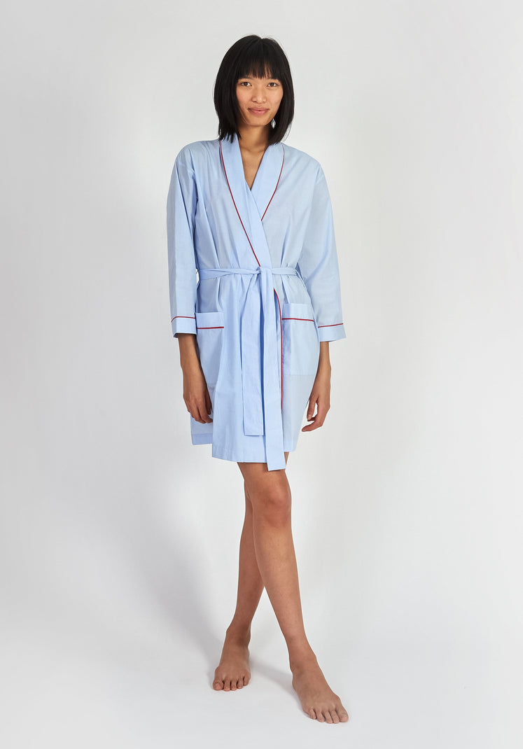 SLEEPY JONES | Isa Short Robe End on End Blue